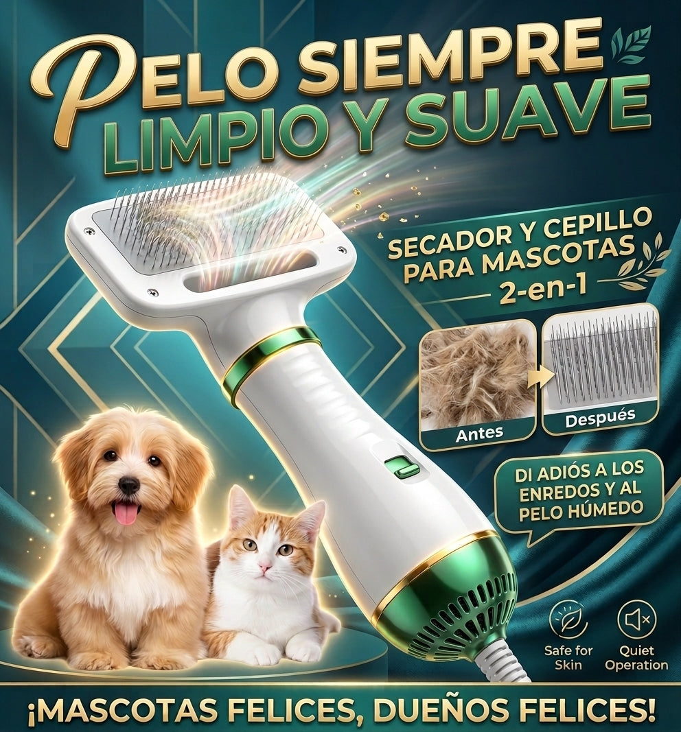 Cepillo Y Secador Para Mascotas 2 En 1